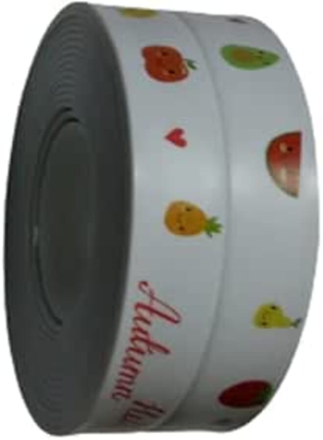 White Self Adhesive Anti-Bacterial Tape - Embossed with colored fruit patterns 3.2cm by 3.35m